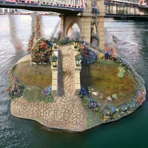 Thomas Kinkade Hawthorne Village "Lamplight Bridge" Three Piece Set